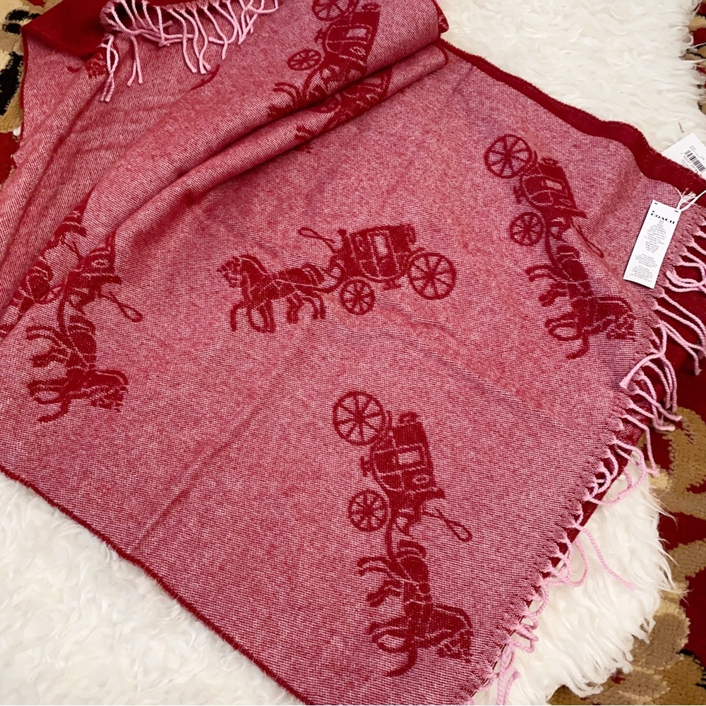 Coach Horse And Carriage Oversized Muffler/Scarf in bright violet - Picture 4 of 7